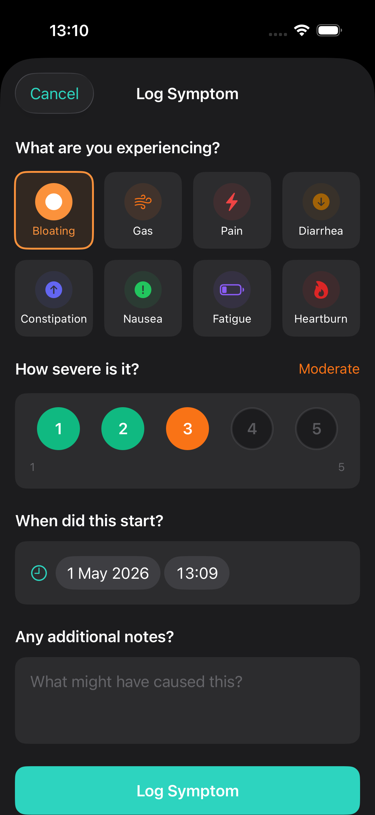 GutMap IBS symptom tracker — log bloating, gas, pain, heartburn